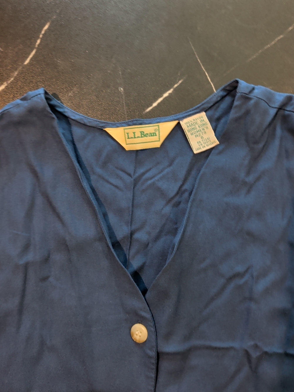 VINTAGE L.L. Bean Navy V-Neck Sleeveless Button Front Camisole - Picture 3 of 7